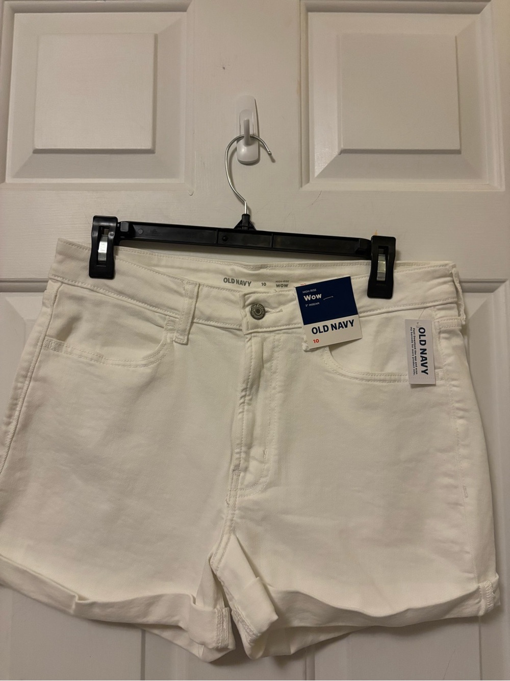 NWT Old Navy High-Rise Wow White Denim Shorts Size 10